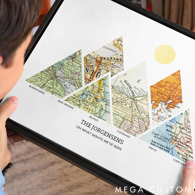 Personalized Custom Travel Milestone Map Canvas Art Home Decor for Travel Lovers Travel Souvenir