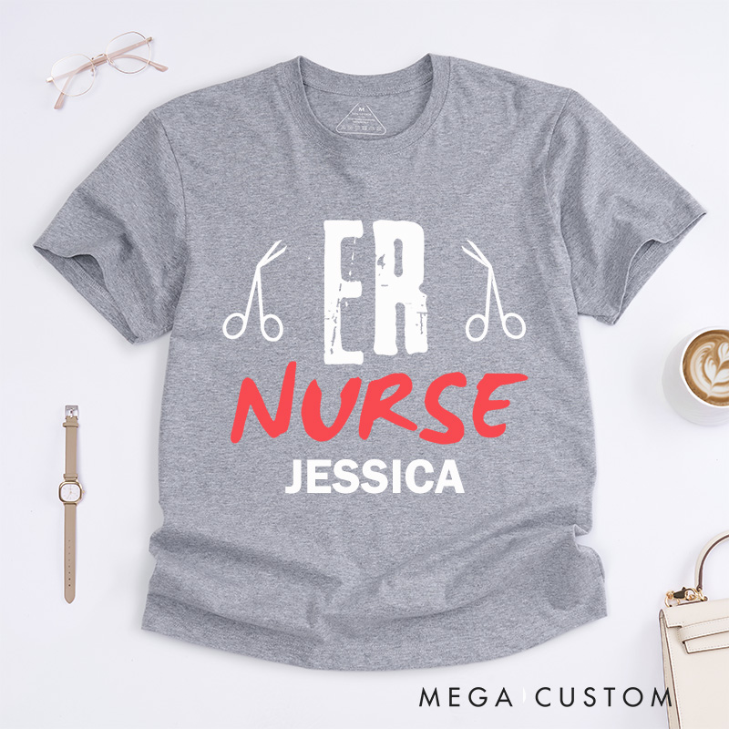 Personalized Nurse T-Shirts ER Nurse Bold Fashion Design T-Shirts