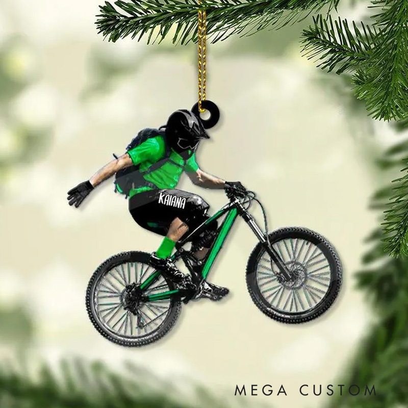 Personalized Mountain Biking Christmas Ornament Mountain Biking Keepsake Biking Lovers Ornament
