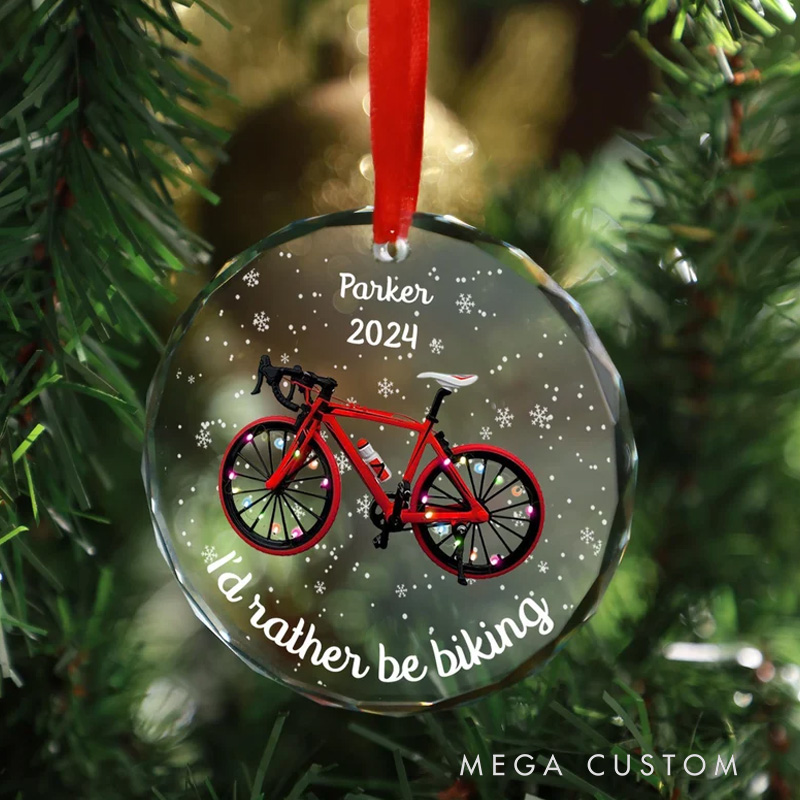 Personalized Biker Glass Ornament Motorcycle Christmas Ornament Unique Gift for Bikers