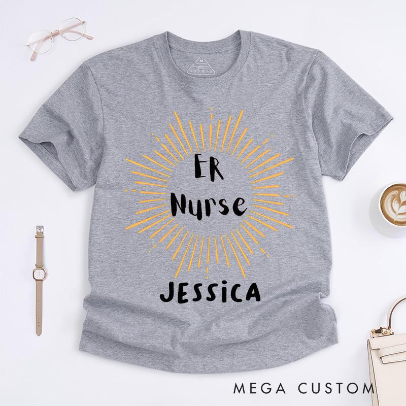 Personalized Nurse T-Shirts Radiant ER Nurse Fashion Design T-Shirts