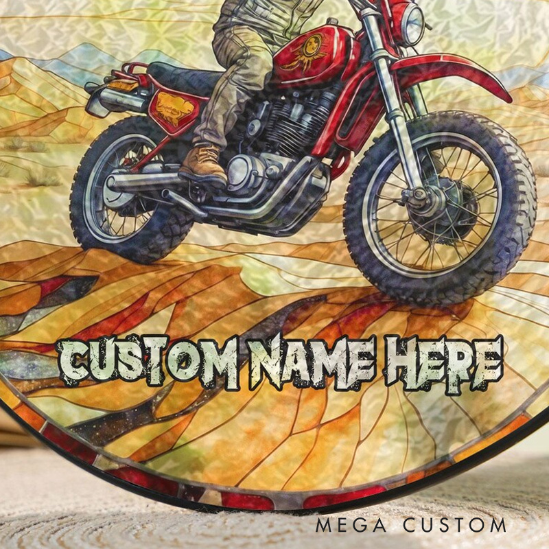 Personalized Dad Motorcross Glass Suncatcher Dirt Bike Ornament Racing Lover Gift