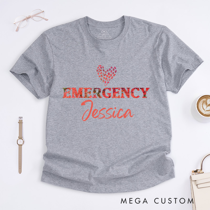 Personalized Nurse T-Shirts Floral Emergency Nurse Fashion Design T-Shirts