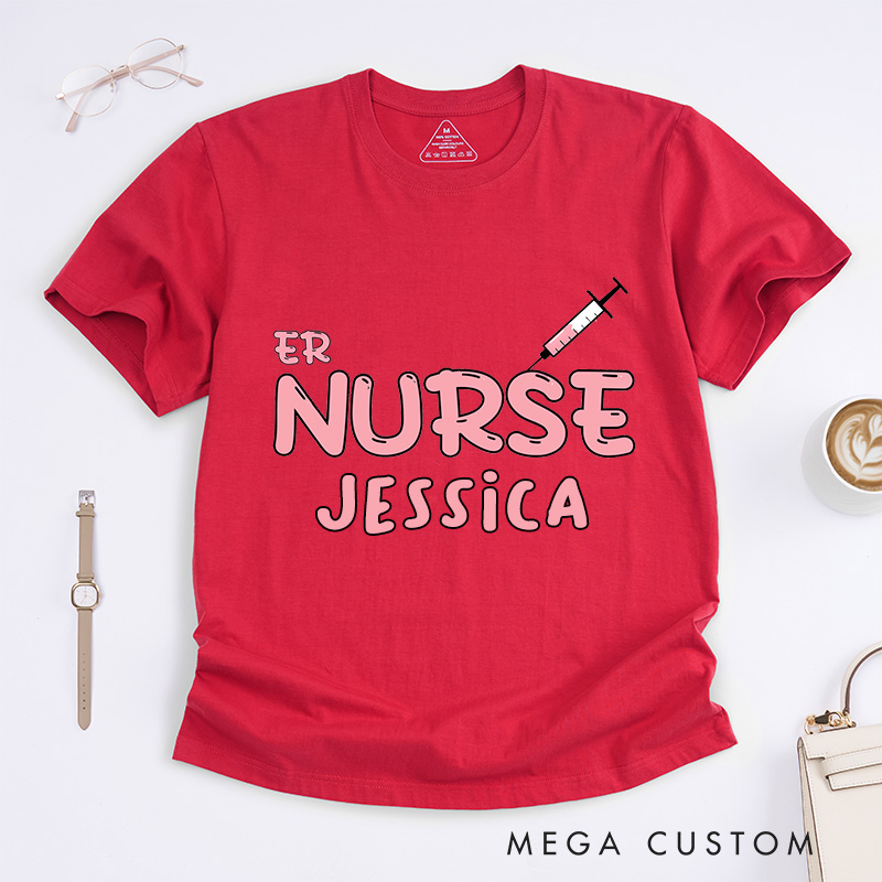 Personalized Nurse T-Shirts Playful ER Nurse Fashion Design T-Shirts