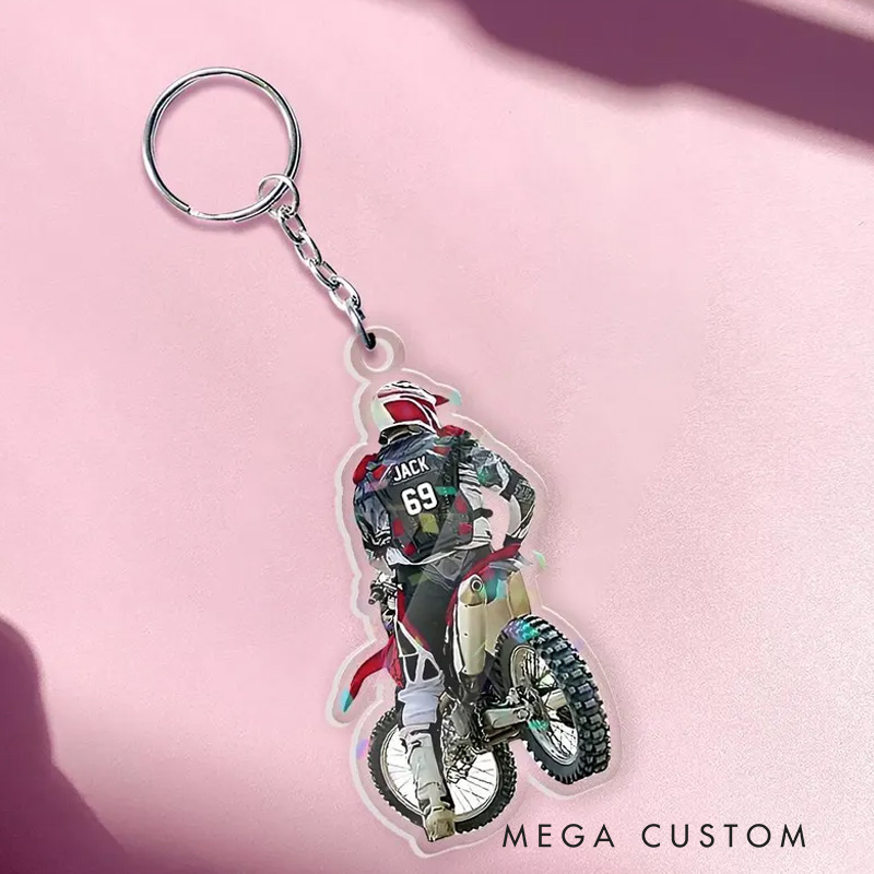 Personalized Motocross Ornament Custom Dirt Bike Rider Name Number Decoration for Biker Gift
