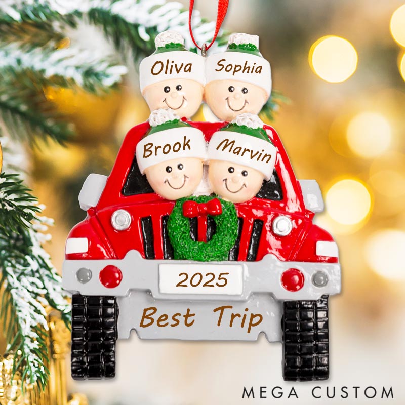 Personalized Custom Christmas Resin Ornaments Family Vacation Driving Trip Theme Truck Decorations