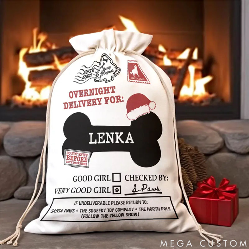Personalized Dog Lover Overnight Vernight Delivery for Christmas Sack