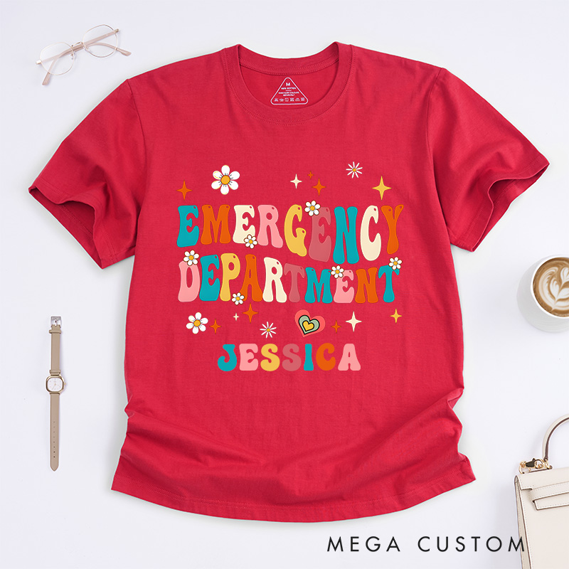 Personalized Nurse T-Shirts Colorful Emergency Department Fashion Design T-Shirts