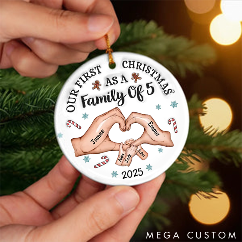 Personalized Family Christmas Ceramic Ornaments Commemorating Our First Christmas as a Family