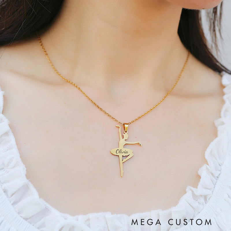 Personalized Ballerina Necklace Ballet Dancer Jewelry Dance Recital Gift Dance Necklace for Kids Ballet Teacher Gift Ballet Dance Team Gift