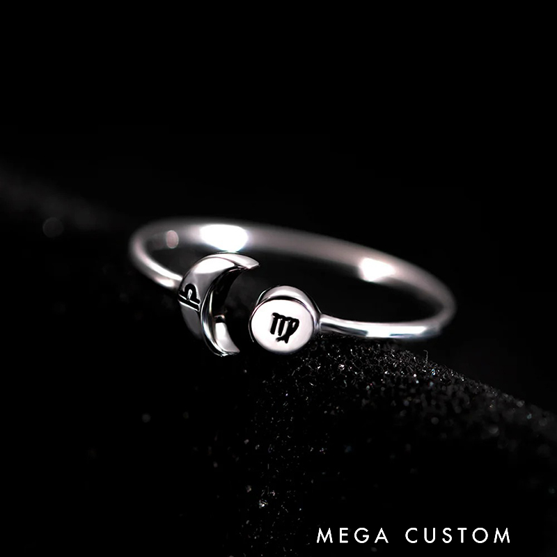Personalised Sun and Moon Zodiac Ring for Birthday Graduation Anniversary Christmas or Other Special Occasions