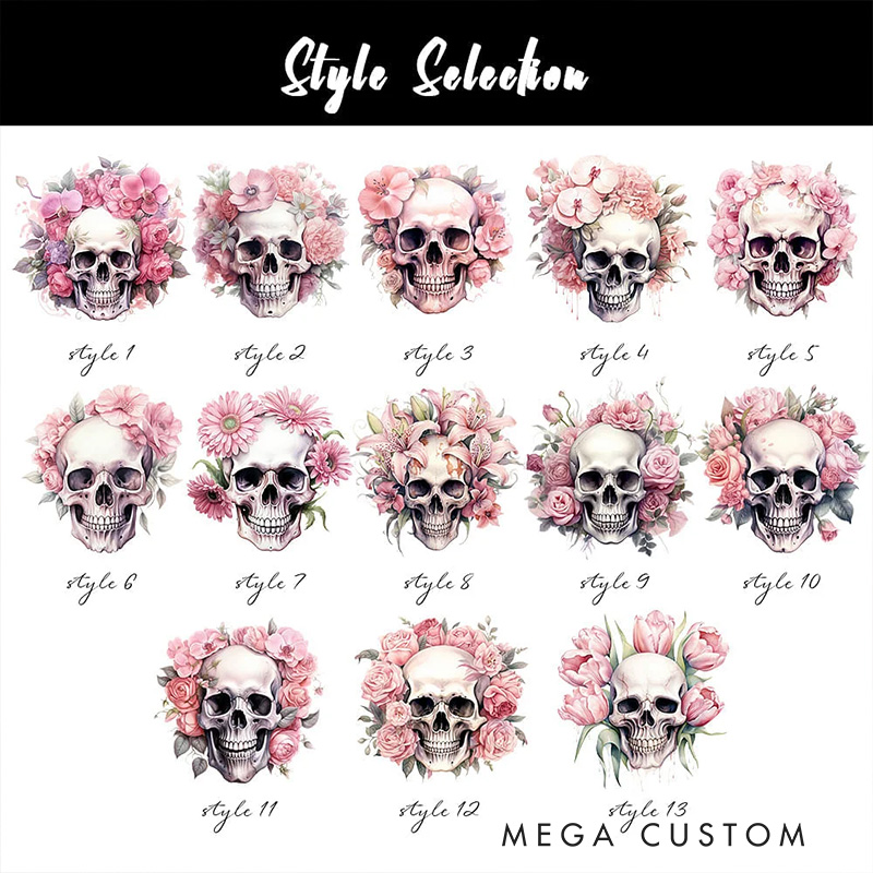 Personalized by His Wounds we are Healed Pink Floral Skull Bats Enamel Mug with Name Halloween Gift Religious Gift