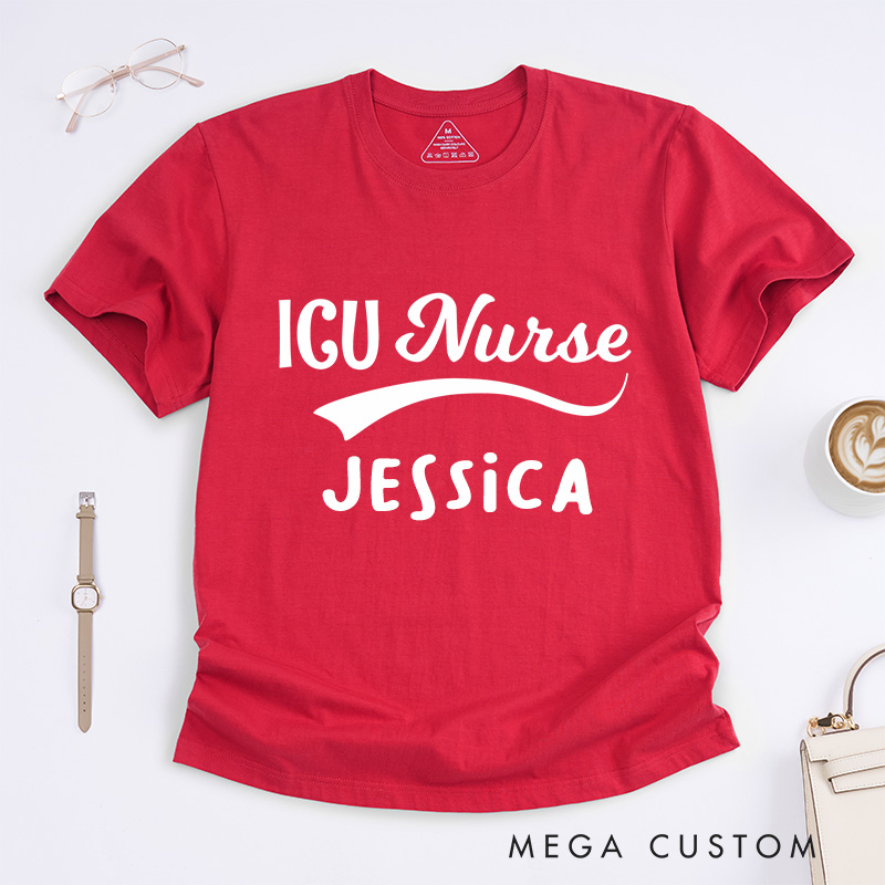 Personalized Nurse T-Shirts Elegant ICU Nurse Fashion Design T-Shirts