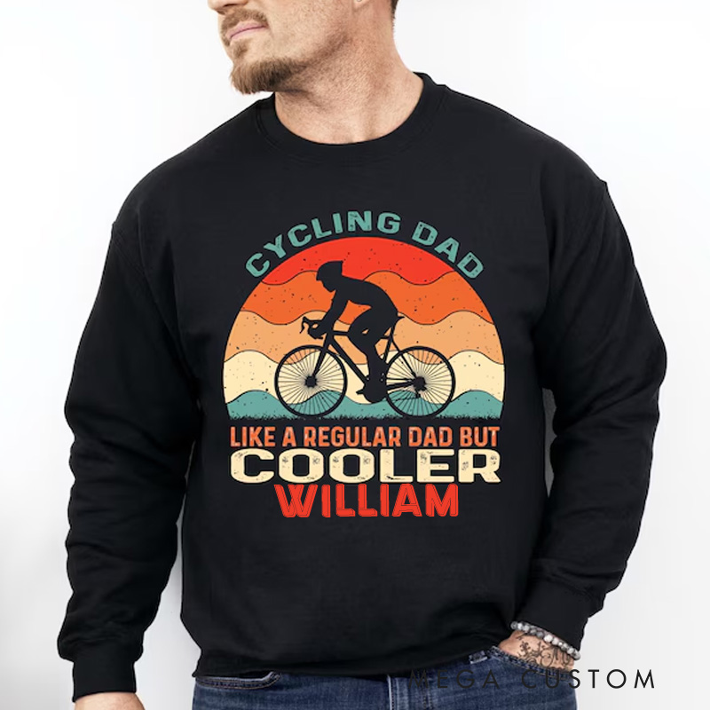 Personalized Cycling Dad Like A Regular Dad but Cooler Sweatshirt Mountain Biker Dad Long Sleeve Shirt
