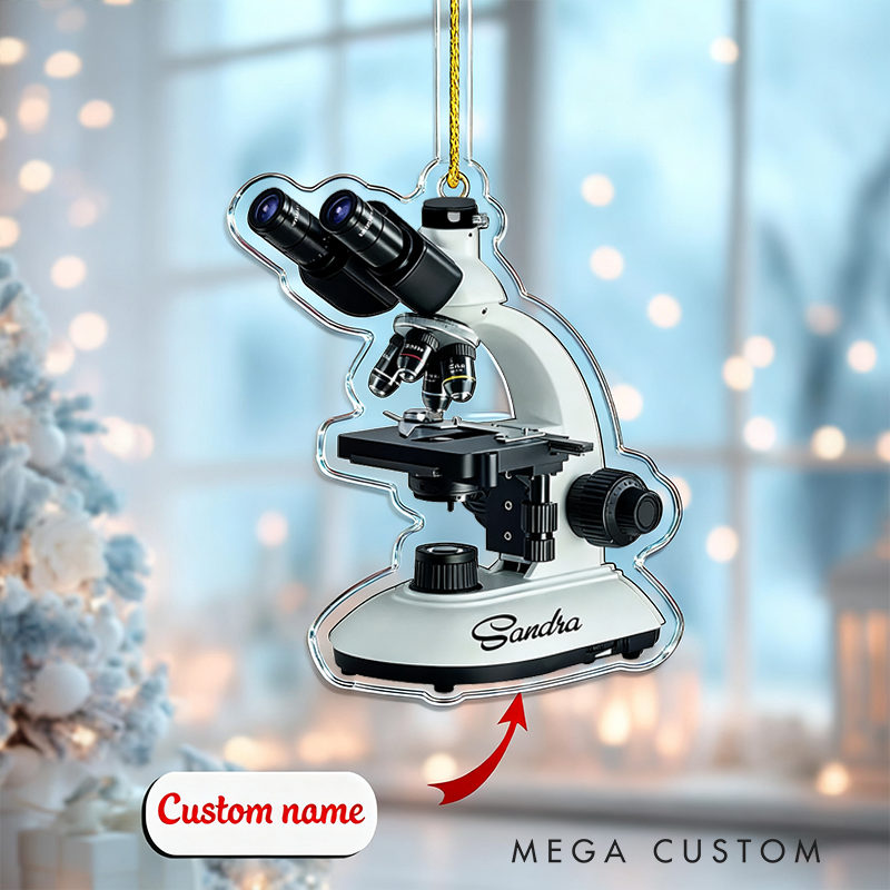 Personalized Teacher Christmas Ornament Microscope Design Acrylic Ornament for Teachers