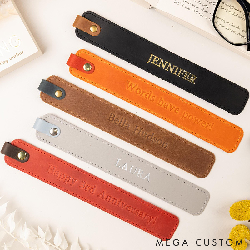 Personalized  Leather Bookmark Gifts for Readers Gift for Book Lover Custom Initials Leather Bookmark Handmade Gifts