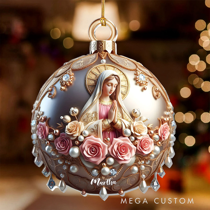 Personalized Believe Virgin Mary Acrylic Ornament with Name Religious Gift Faith Gift for Christians