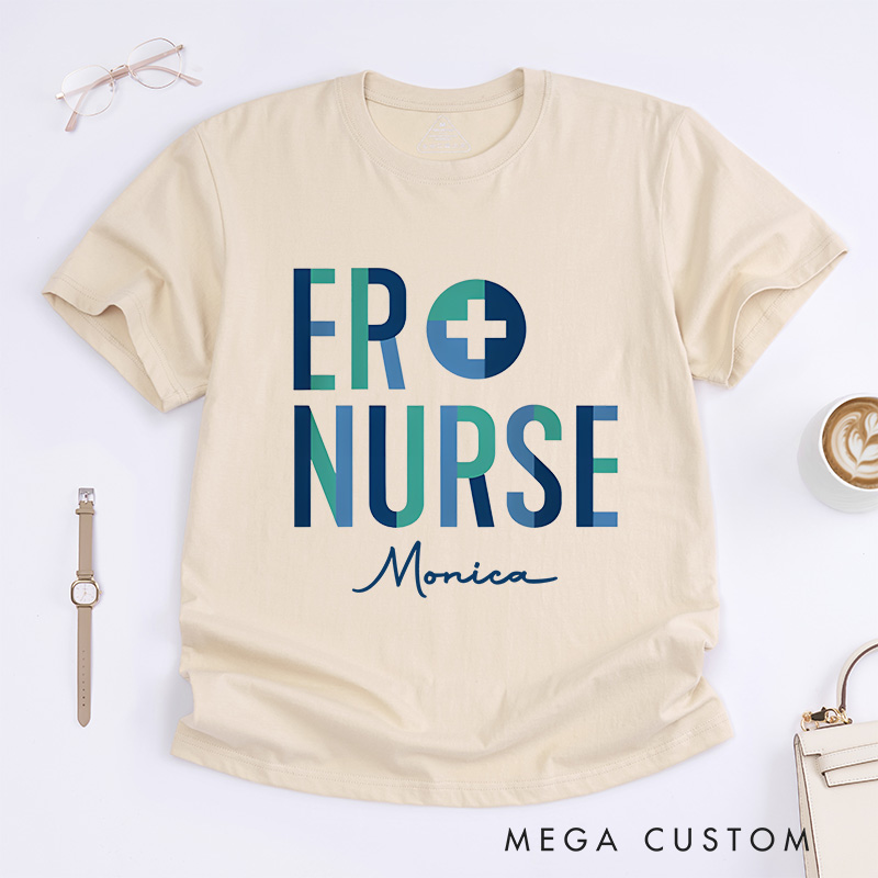 Personalized Nurse T-Shirts Modern ER Nurse Fashion Design T-Shirts
