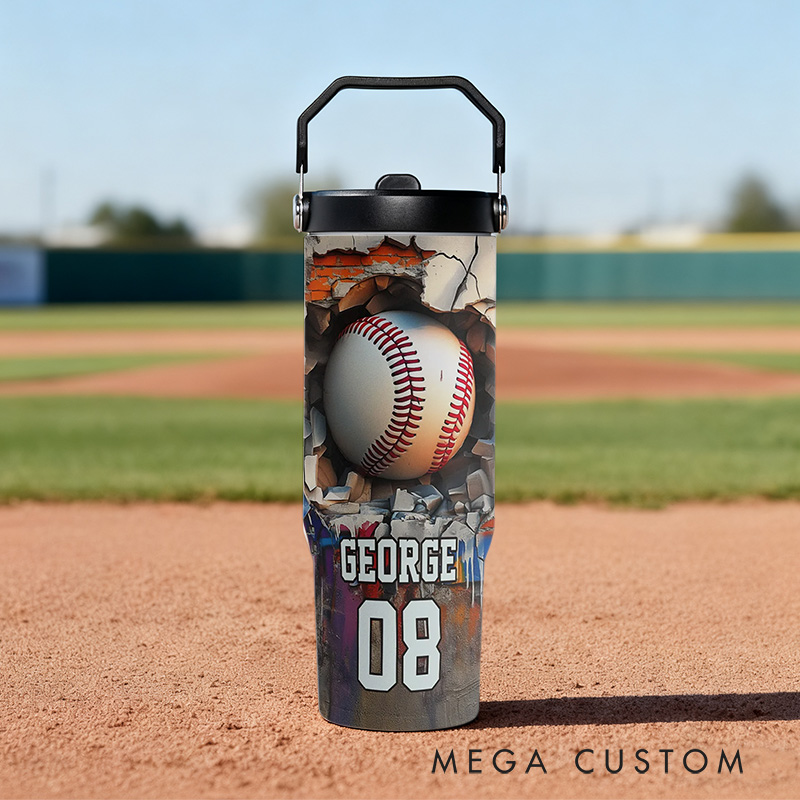 Personalized Sports 30oz Tumbler with Name and Number A Perfect Gift for Athletes and Fans