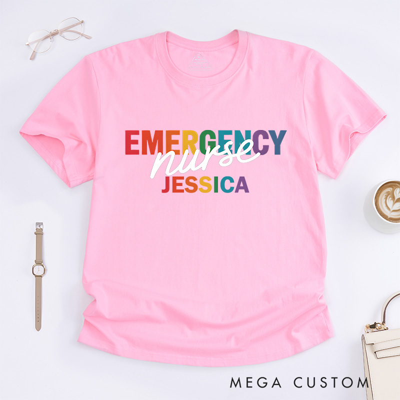 Personalized Nurse T-Shirts Vibrant Emergency Nurse Fashion Design T-Shirts
