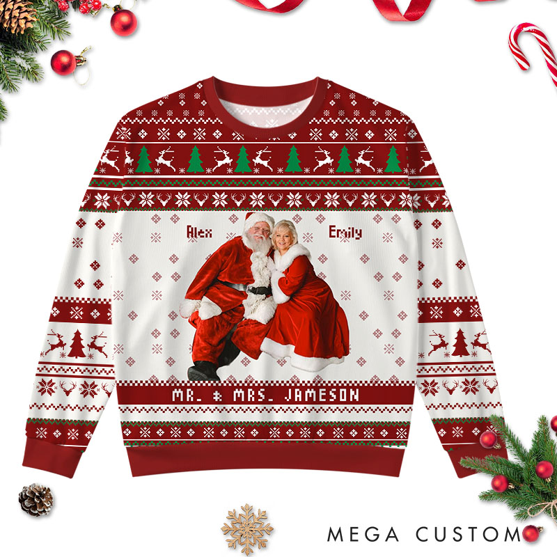Personalized Couple Christmas Ugly Sweater Festive Couple Cloth for Husband Wife Couple Anniversary Gift Ugly Sweater