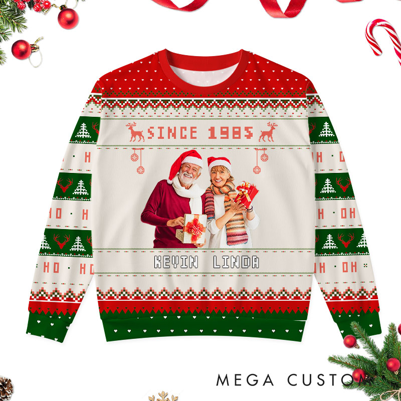 Personalized Couple Photo Christmas Ugly Sweater Husband Wife Xmas Sweater with Photo Couple Anniversary Gift Ugly Sweater Boyfriend Girlfriend Gift