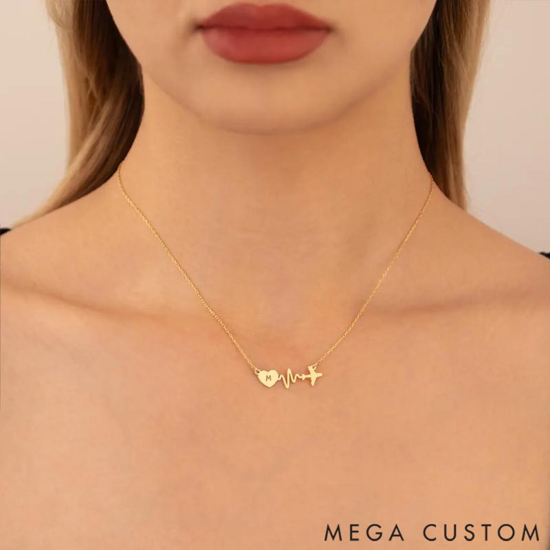 Personalized Airplane Necklace with Custom Initials Gift for Travel Lovers