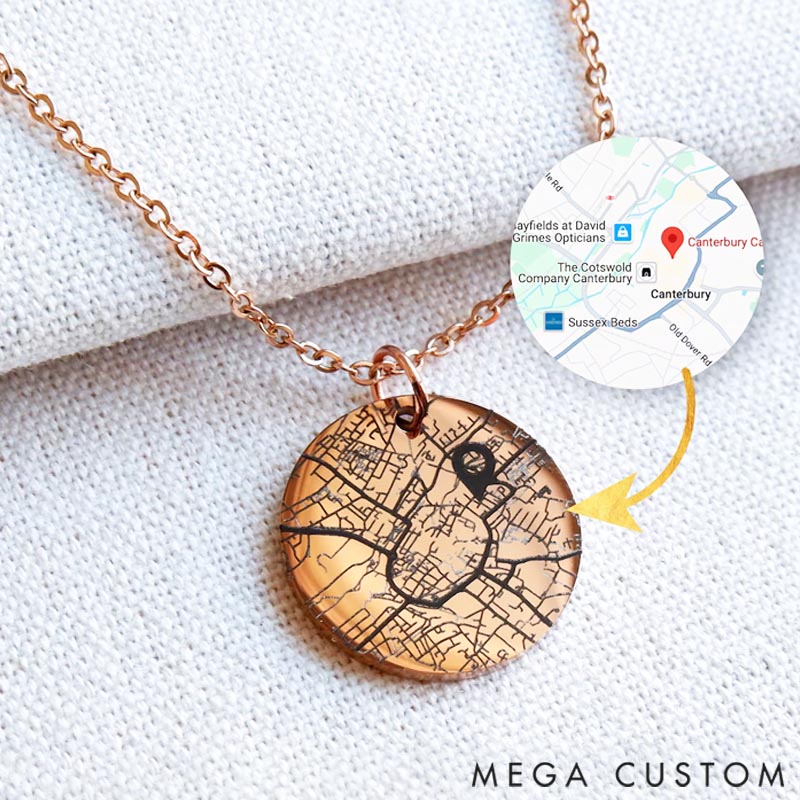 Personalized Coordinate Map Necklace Where We Met Gift for Her Travel Lovers