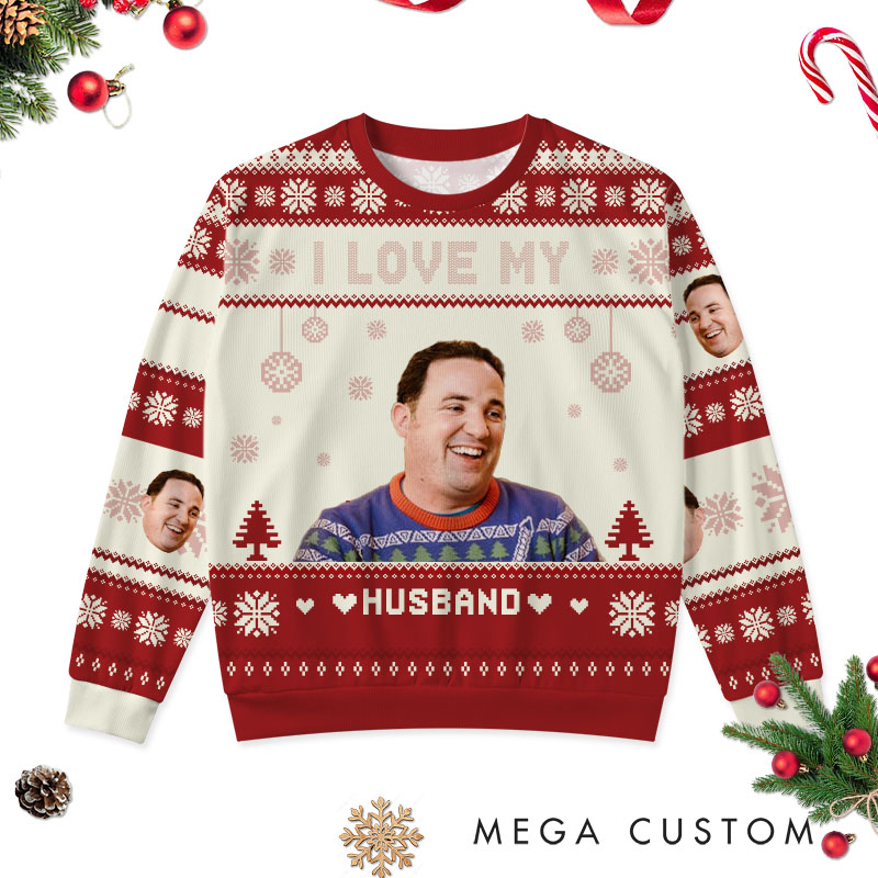 Personalized I Love My Wife Husband Ugly Sweater Couple Christmas Cloth Husband Wife Couple Edition Ugly Sweater Xmas Gift Sweater with Photo