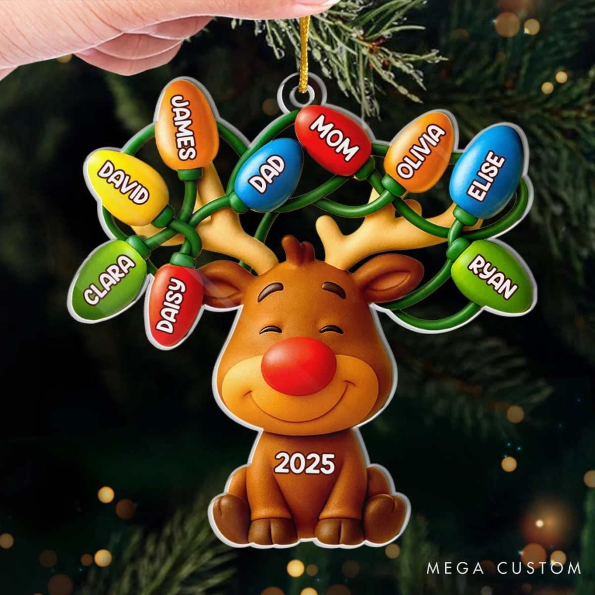 Personalized Acrylic Our Cute Festival Unique Reindeer Crew Holiday Christmas Ornament 