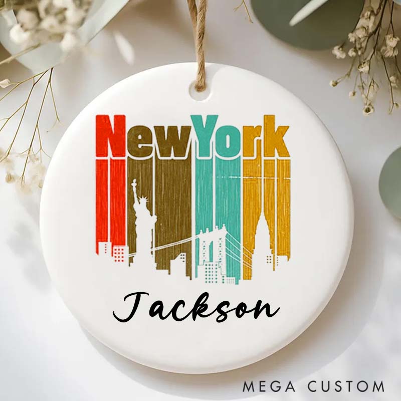 Personalized Ceramic Ornament New York Statue of Liberty Traveling Gift for Travel Lovers 