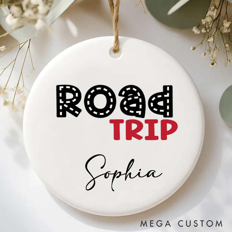 Personalized Ceramic Ornament Rode Trip Traveling Gift for Travel Lovers 
