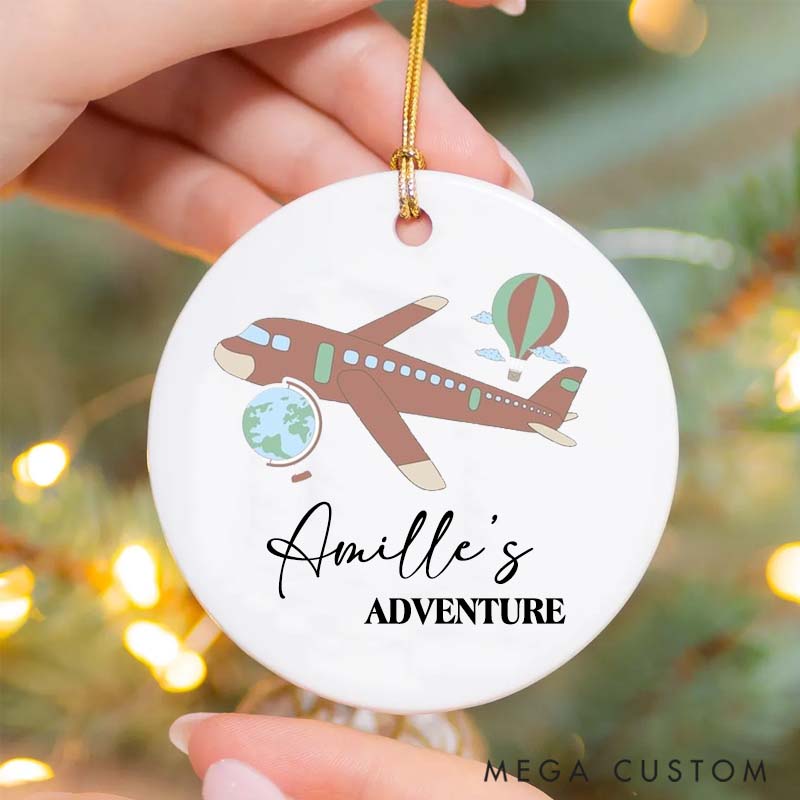 Personalized Ceramic Ornament Global Travel Adventure Traveling Gift for Travel Lovers 
