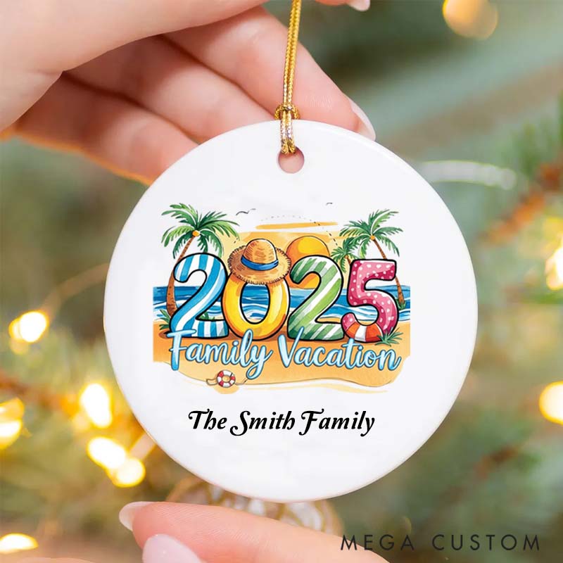 Personalized Ceramic Ornament 2025 Family Vacation Traveling Gift for Travel Families