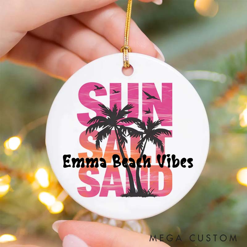 Personalized Ceramic Ornament Beach Vacation Traveling Gift for Travel Lovers