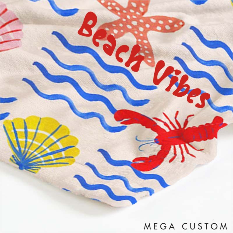 Personalized Travel Mom Blanket Gift for Travel Lovers Beach Vibes and Custom Name