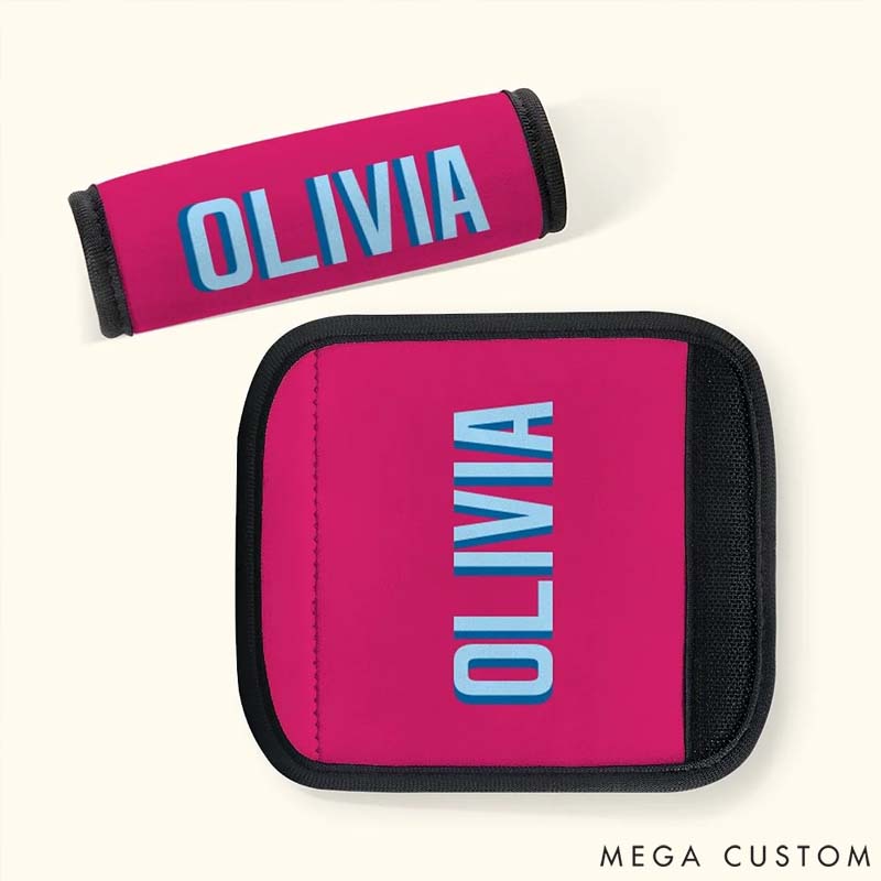 Personalized Multicolor Shadow Monogram Luggage Handle Wrap Identifier with Contact Card Travel Accessories Birthday Gift for Travel Lovers