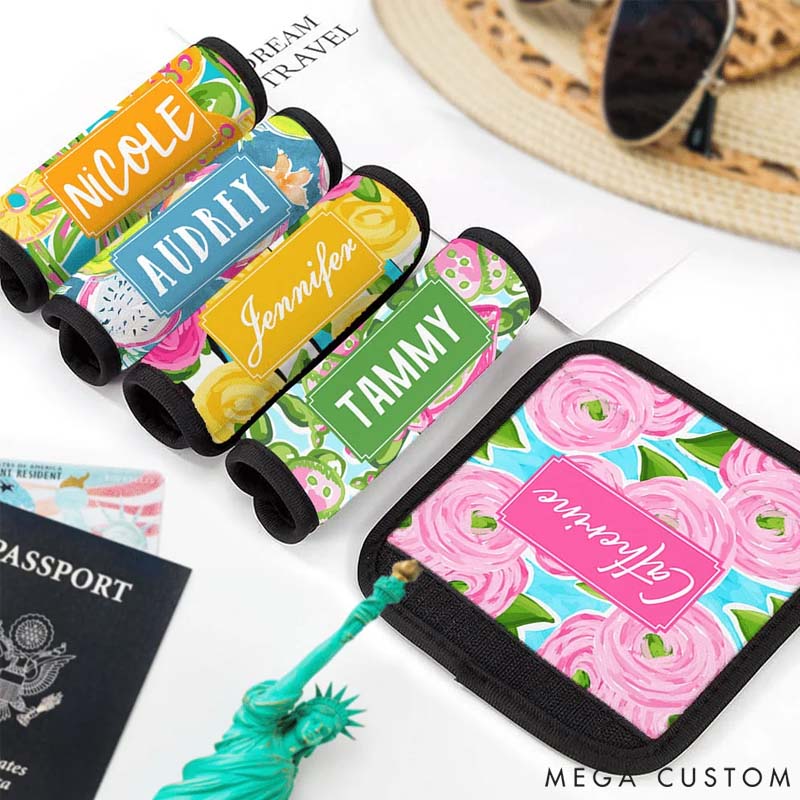 Personalized Summer Vacation Element Luggage Handle Wrap Travel Accessories Birthday Gift for Travel Lovers