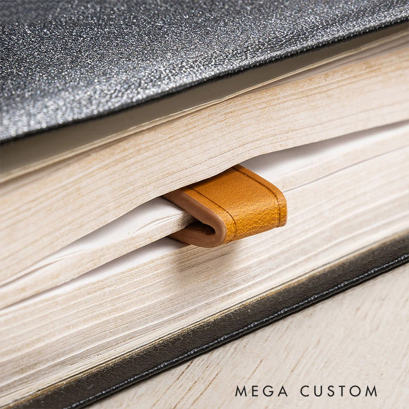 Personalized Engraved Name Cross PU Leather Magnetic Bookmark Clip Reading Accessory Religious Baptism Gift for Book Lover Christian