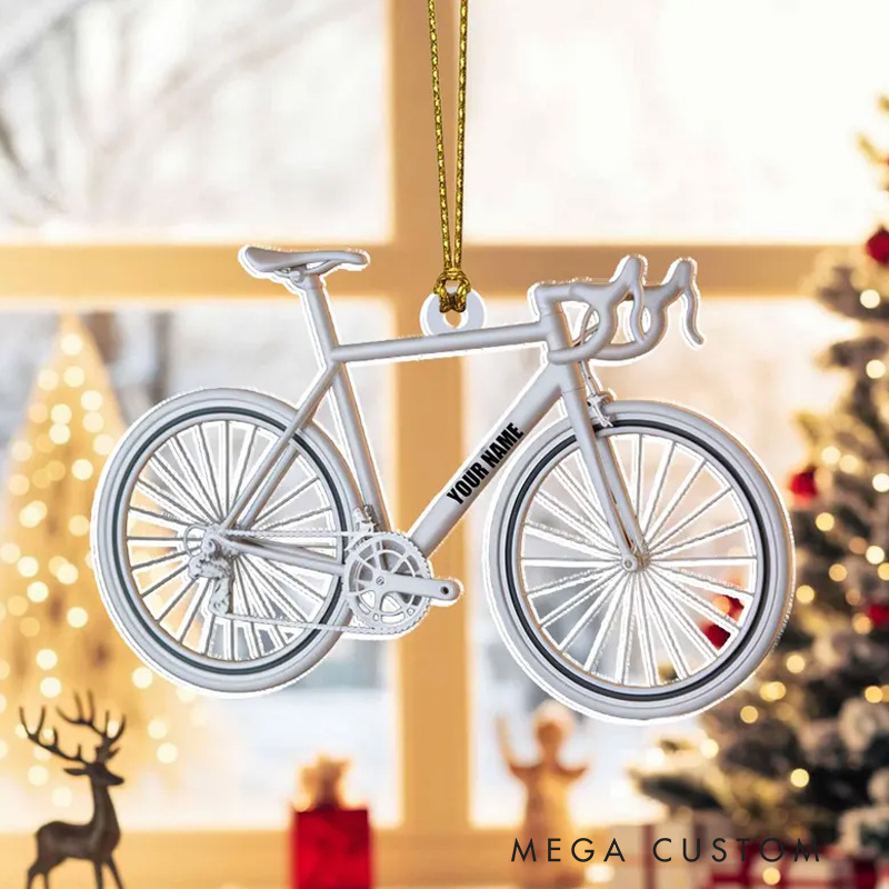 Personalized Bicycle Flat 2D Acrylic Christmas Ornament Tree Hanging Decor Cycling Ornament Gift for Cyclists and Bike Lovers