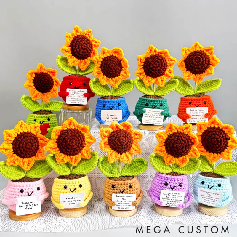 Personalized Crochet Sunflower Planter Home Decor Daily Positive Motivation Home Decor For Crochet Lovers