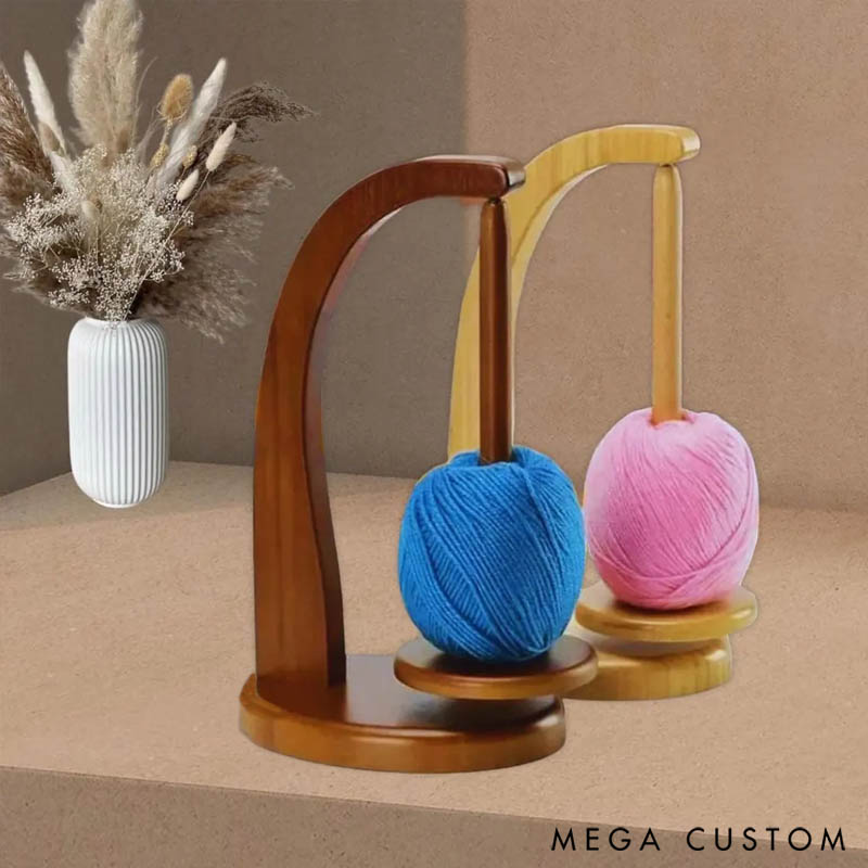 Personalized Magnetic Yarn Ball Holder Wooden Yarn Feeder for Knitting Crochet Rotating Wood Yarn Stand Gift for Knitters Crocheters Knitting Lovers