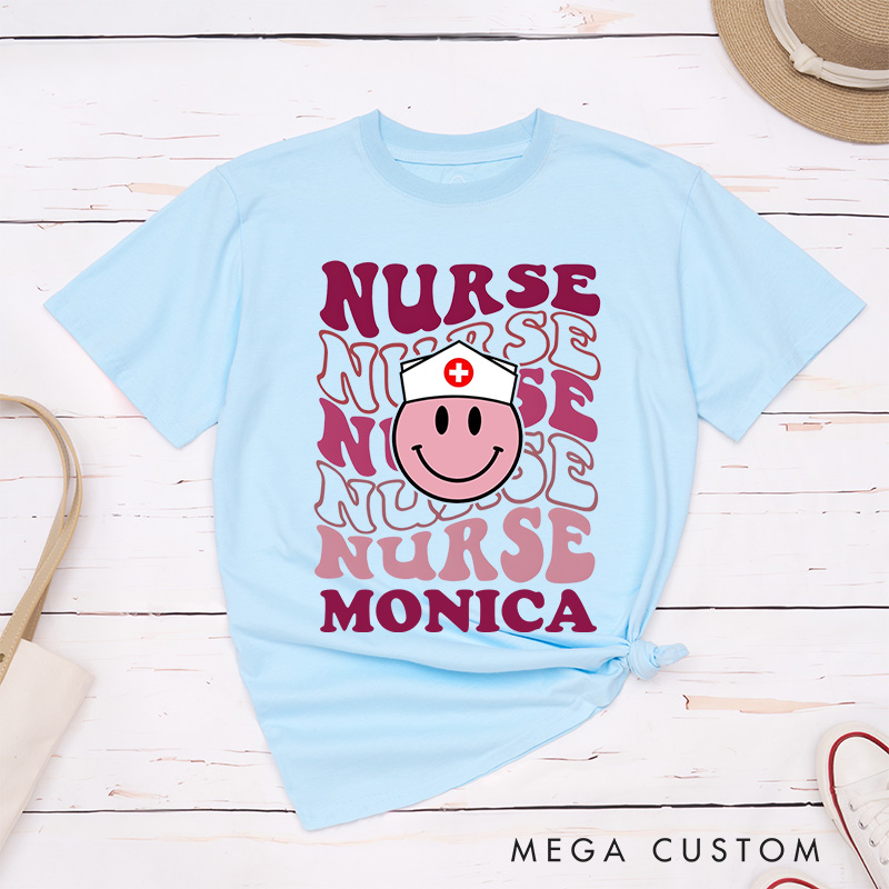 Personalized Nurse T-Shirts Smiling Nurse Pride Fashion Design T-Shirts