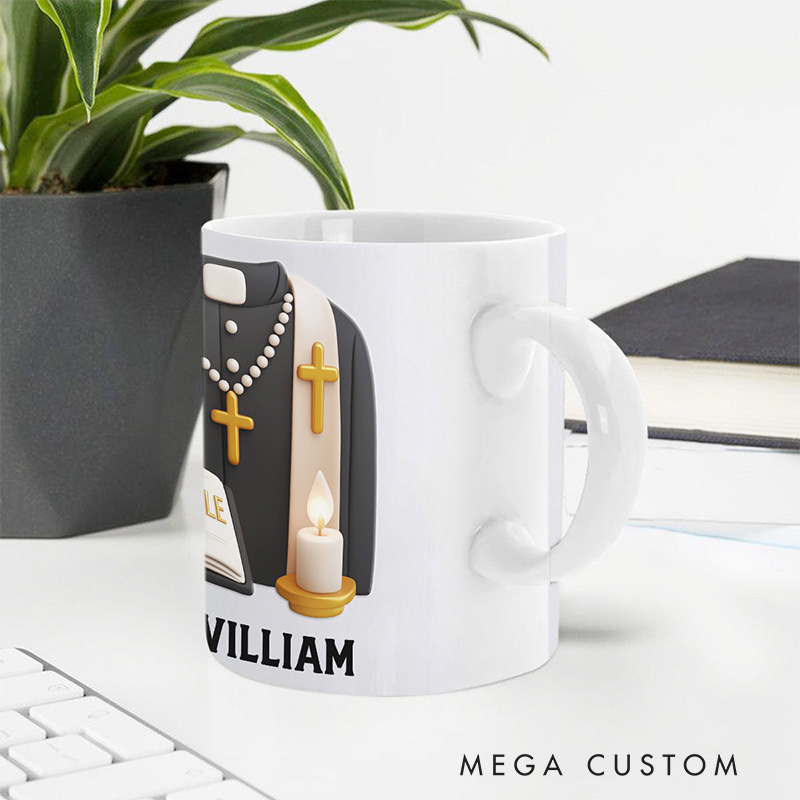 Personalized Thank you Pastor Holy Bible Ceramic Mug with Name Religious Gift Appreciation Gift for Pastor