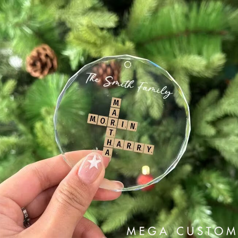 Family Hearts Forever Linked Together Personalized Custom Glass Ornament