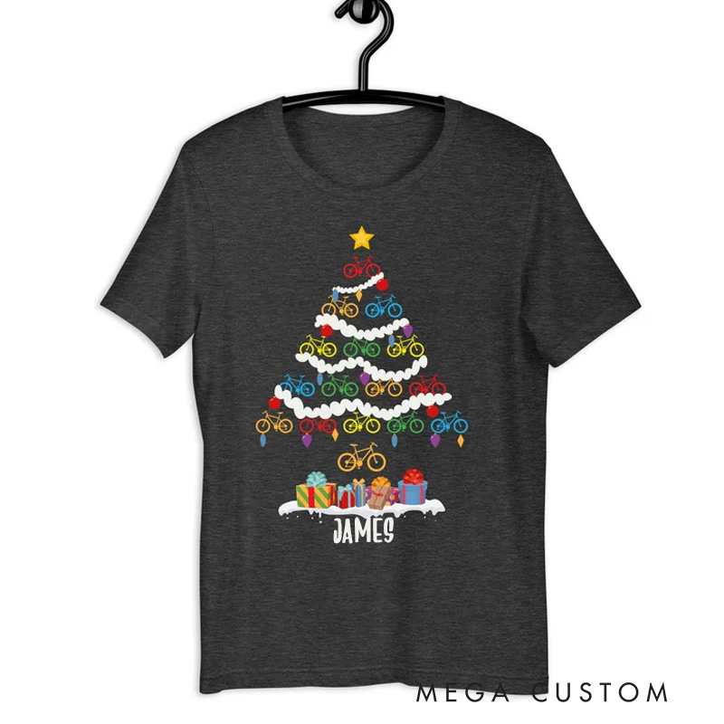 Personalized Cycling Classic T-shirt Christmas Bicycle Shirt Bicycle Xmas Ornaments Gift