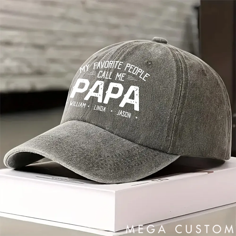 Personalized Custom Vintage Washed Denim Cap My Favorite People Call Me Daddy