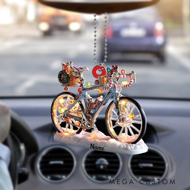 Personalized Bicycle Flat 2D Acrylic Christmas Ornament Road Bike Festive Racing Bicycle Decor