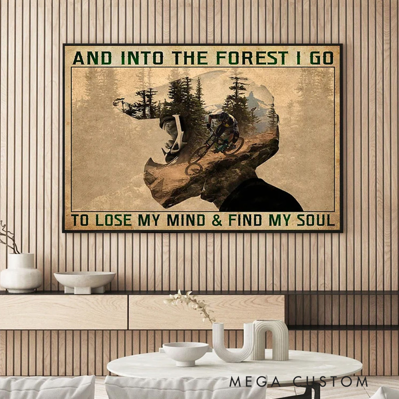 Personalized Bicycle Photo Portrait Mountain Biking Wall Art Cyclist Gift Idea Cycling Present for Him