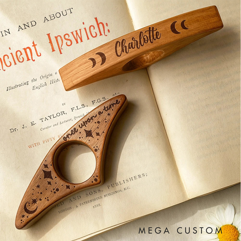 Personalized Read Under the Star Book Page Holder with Name Custom Wood Thumb Page Holder for Bookworm Gift for Book Lovers